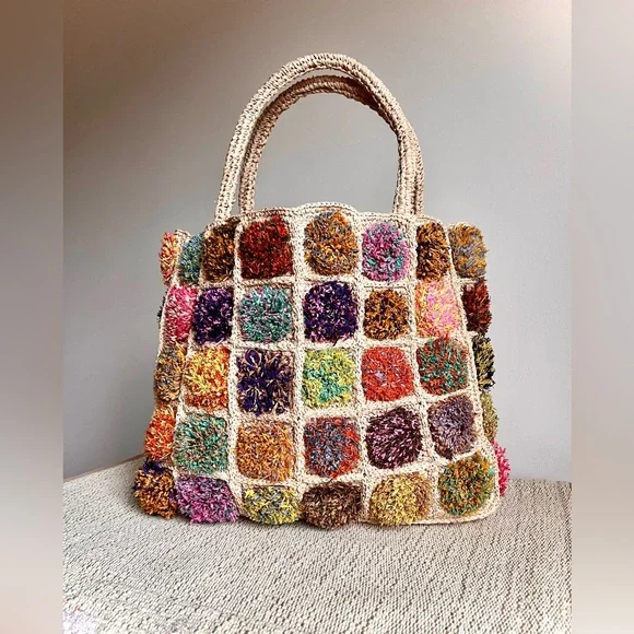 Raffia Crochet Tote Bag - Picture 1 of 17